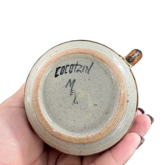 Hand Made Mexico Pottery Ceramic Small Pitcher Creamer Signed Cocotzin Vintage - Picture 6 of 13